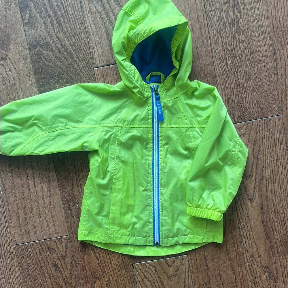 Bright Green Hooded Jacket with Blue Accents